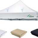 Heavy Duty 10x10 Peak Pole Canopy Replacement Top Cover with 8 Large Drainage Holes, Waterproof PU and 99% UV Resistant Fabric for Outdoor Events, Art Exhibition (Top Only, NOT Frame, White)