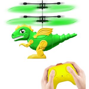 Flying Dinosaur Toys for Kids 8-12 Birthday Christmas Gift,Mini Drones Remote Control Helicopter for Boys Kids 8-12,Flying Ball Toys with LED Light,Easy to Forward,Turn Left/Right (Dinosaur) (Green)
