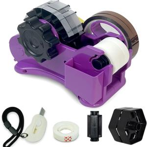 Heat Tape Dispenser Purple Multi-Roll Set, PreCut 1. 4'' Pieces for Heat Press or Mug Press Machine, 1+3'' Core, Semi-Automatic Tape Dispenser with Compartment Slots