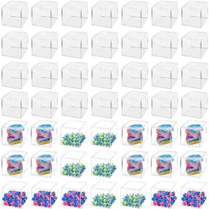 Pack of 40 2.2 x 2.2 x 1.8 Inches Acrylic Containers Clear Box with Lids for Display Acrylic Gift Box & Clear Multi Purpose Organizer Candy Storage for Cosmetics, Makeup, Jewelry, Party Favor
