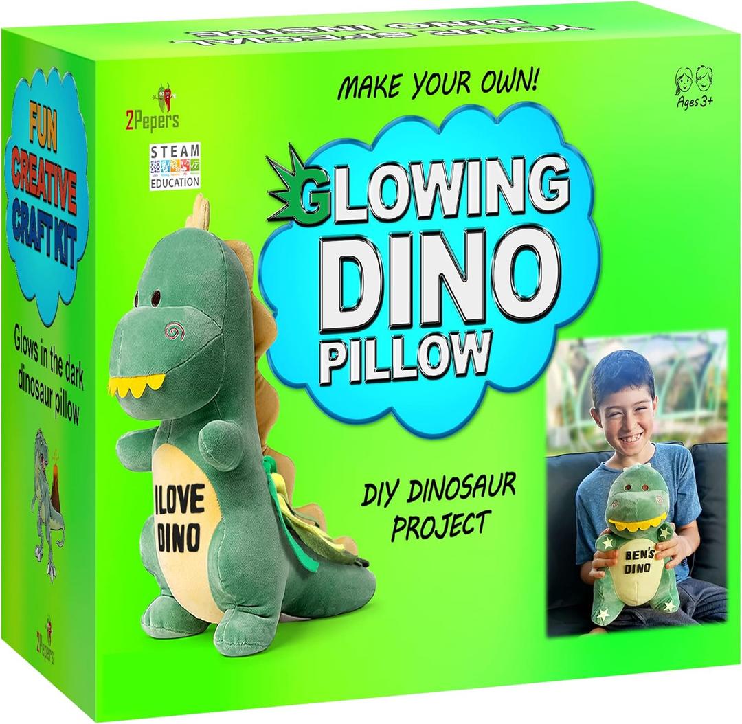 Make Your Own Dinosaur Plush Pillow, Kids Arts and Crafts for Boys & Girls, Dinosaur Stuffed Animal Craft kit, Dino Toys Age 3-12 Year Old
