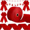 Syhood Christmas Wired Velvet Ribbon with Gold Edge Waterproof Velvet Decoration Ribbon Wrapping for Xmas Wreath Bows Floral Craft Ornaments(2.5 Inch X 20 Yard,Scarlet)