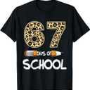 6 7 Meme Six Seven Leopard Teacher Kids 67 Days of School TShirt