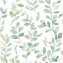MelunMer Modern Leaf Peel and Stick Wallpaper Boho Green Contact Paper for Cabinets Self-Adhesive Removable Wallpaper for Bedroom Decor Botanical Contact Paper Bathroom Waterproof 393inL17.3inW