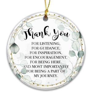 2 x Thank You Gift Ornament 2025 Appreciation Gift for Teacher, Mentor, Friend, or Coworker, Elegant Eucalyptus Keepsake with Inspirational Message, Gratitude Ornament for Christmas