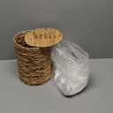 Ctosree 1.3 Gallons Small Trash Can with Lid Handle Boho Woven Braided Bathroom Waste Basket Trash Can with 100 Garbage Bags for Bedroom Office Laundry (Natural,Braided Wicker,Round)