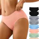 CULAYII Womens Underwear Seamless Hipster Panties Wicking Underwear Soft Stretch Breathable Ladies Low Waisted Underwear (Medium-Large, Multicolor K-8 Pack)