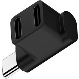 NFHK 10Gbps USB3.0 Type C Male to Dual Female Power Data Splitter Adapter Up Angled Compatible with Steam Deck Laptop
