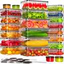 48 PCS Food Storage Containers with Lids Airtight (24 Containers & 24 Lids), Leak proof Meal Prep Container Set for Kitchen Storage, BPA-free, PVC-free Plastic, Microwave/Dishwasher Safe, Labels & Pen