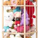 Nuoex Stuffed Animal Storage, Wooden Zoo Toy Storage Holder with Wheels, Extra Large Capacity Stuffed Animals Organizer Cage, Soft Toy Stuffed Animal Holder Tower for Nursery Playroom Bedroom