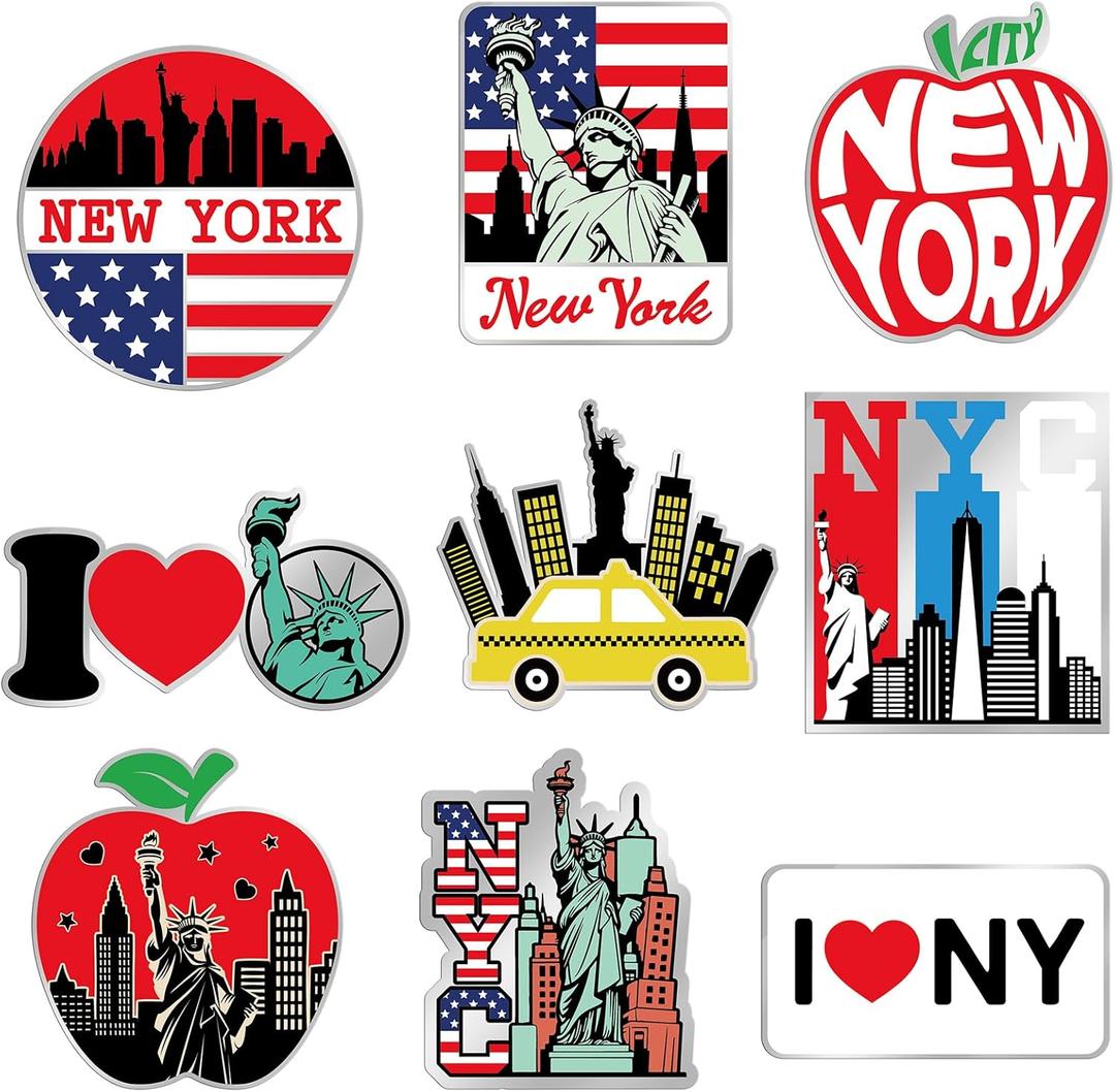 Tellegloww 18 Pcs New York Fridge Magnet Stainless Steel NY Souvenirs Magnetic Refrigerator Stickers USA Magnet Souvenirs Gifts Refrigerator Magnets Home Decoration Accessories