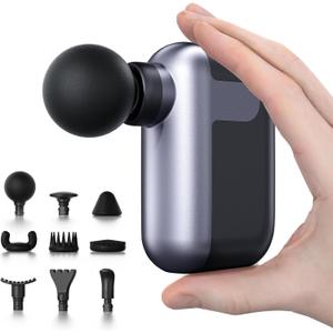 Mini Massage Gun with 10 Massage Heads, Percussion Deep Tissues Handheld Muscle Massager, 8mm Amplitude High-Intensity Massager Gun for Pain Relief for Office Gifts for Her, Home, Athletes (Black)