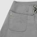 Flamingals Wide Leg Cropped Pants for Women Trendy Mid Rise Button Fly Barrel Jeans Stretchy Casual Ankle Pants (Gray, S)