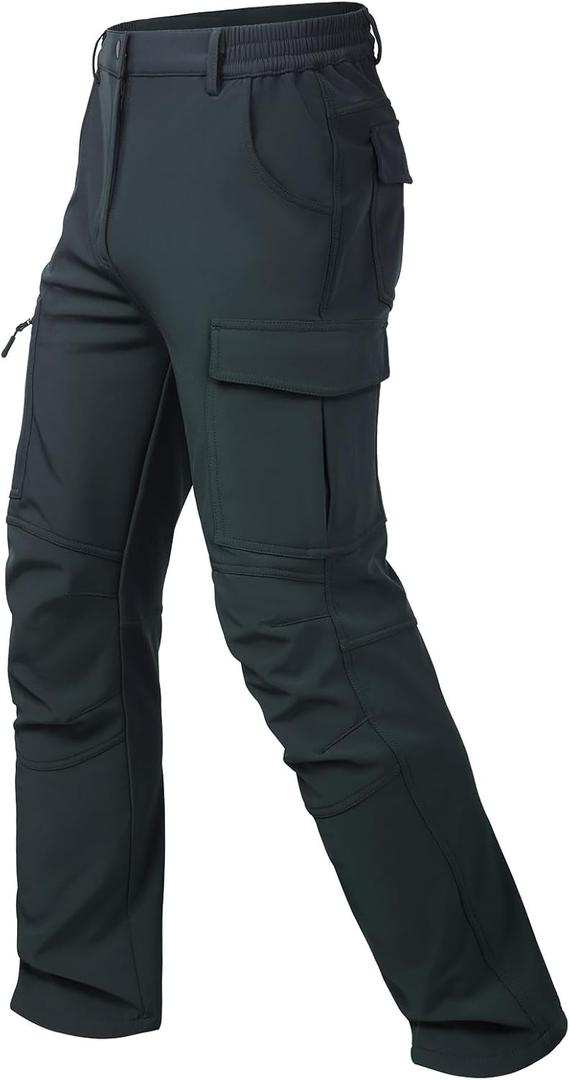 Men's Snow Pants Ski Softshell Warm Outdoor Fleece Lined Insulated Waterproof Winter Work Travel Hiking Pants (XX-Large, Dark Gray)