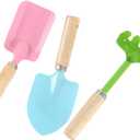 DOITOOL Kids Garden Tool Set Toy, Mini Rake and Spade with Wooden Handle - Small Gardening Tools Set for Succulent, Bonsai and Pot Plants