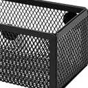 Amazon Basics Magnetic Storage Baskets, Mesh Organizers for Office Supplies and Workspace, 6" x 2.5" x 2.2", Black, 3-Pack