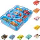 Patent Design Ribbed Snackle Box Container Divided Serving Tray with Lid and Handle -Charcuterie Container Portable Storage Organizer for Candy, Fruit, Beach, Picnics1 pcs, Cerulean