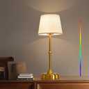 Oneach 16" Portable Cordless LED Table Lamp, Rechargeable Battery Powered Lamp, 3 Color Temperatures and 7 RGB Colors, Patio Table Lamp, Ambient Light for Restaurant, Bedroom, Gold