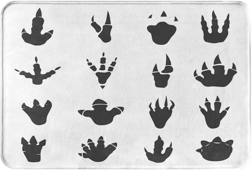 Bath Mat Rugs Bathroom Floor Mat, Black Dinosaur Footprints Anatomy, Non Slip Washable Bathroom Decor Bath Rug, 20"x30"