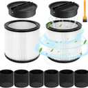2 Pack 90304 Replacement Filter Compatible with Shop Vac 90304 90350 90333 90585 Wet Dry Vac Cartridge Filter with lids and Filter Foam Sleeve, Fits Most 5 Gallon and Above Shop Vac Vacuum Cleaners