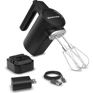 KitchenAid Go Cordless Hand Mixer - battery included, KHMR762 (Black Matte)