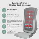 Mynt Gray Back Massager for Chair with Heat for Deep Tissue, Mesh Shiatsu Massage Chair Pad with 4 Deep Kneading Nodes, Heated Back Massage with a Seat Cushion