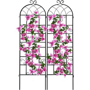 YOBAZAN 2 Pack 71x20in Garden Trellis, Black Metal Coating Rustproof, Easy to Install + Perfect for Supporting Climbing Plants Outdoor Roses, Vines, Flowers, and Vegetables