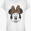 Junior's Mickey & Friends Minnie Mouse Cheetah Print Bow T-Shirt, M