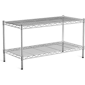 2-Tier Heavy Duty Shelving Unit,36" Wx18 Dx19.5H,Wire Shelf Rack with Lockable Wheels,Height Adjustable Metal Storage Shelves Organizer for Living Room,Garage,Kitchen,Office,Laundry,Pantry, 2-Tier,36"x18"x19.5"(WxDxH