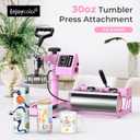 Pro 15x15 Heat Press with 30 OZ Tumbler Attachment, 8in1 Combo Tumbler Heat Press for T-Shirts, Tumblers Glass Cans Mugs Hats, and Plates (Pink)