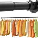 Closet Rods for Hanging Clothes, 17-84 Inch No-Cut Stepless Adjustable Closet Rod, 1.3 Inch Heavy Duty Metal Closet Hanging Rod with Brackets, Black Closet Bar for Closet, Laundry Room, RV, Wardrobes