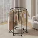 Clothes Rack with Wheels, Hexagonal Rolling Clothing Rack for Hanging Clothes, Clothes Drying Rack, Garment Storage for Bedroom, Laundry, Balcony (47" H)