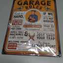 LANOLU Garage Signs GARAGE RULES Vintage Sign for Garage, Man Cave Garage Metal Signs, Dad Garage Decor, Funny Mechanic Signs for Men, Shop Decor 12x16"
