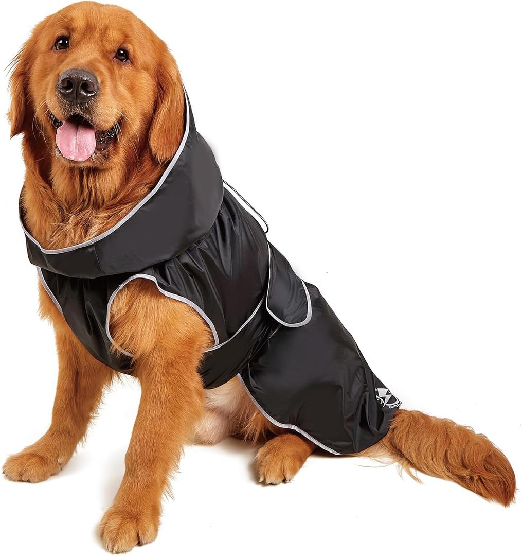 FOFOS Dog Raincoat Adjustable Dog Rain Jacket, Large to 3X-Large Dog, XL | Pet Dog Poncho with Leash Hole, Waterproof Dog Rain Coat with Hood Snowproof Windproof, for Large to 3X-Large Dogs
