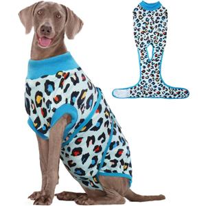 Kuoser Dog Recovery Suit for Dogs After Surgery,Professional Surgical Onesie for Female Male Dogs Spay Neuter,Soft Dog Surgery Suit Bodysuit for Abdominal Wounds Skin Disease,Blue Leopard XL (X-Large (Back: 20.1" - 24.8"; Weight: 42 - 75LB))