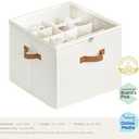 StorageWorks Shoe Organizer for Closet, Fits up to 16 Pairs, Shoe Cubby Storage Containers with Adjustable Dividers and Clear Cover, Beige (Medium)