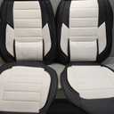 Car Seat Covers Full Set,Black White Car Seat Cover, Car Seat Protector Waterproof, Nappa Leather Car Seat Cushion, Fit for Most Cars