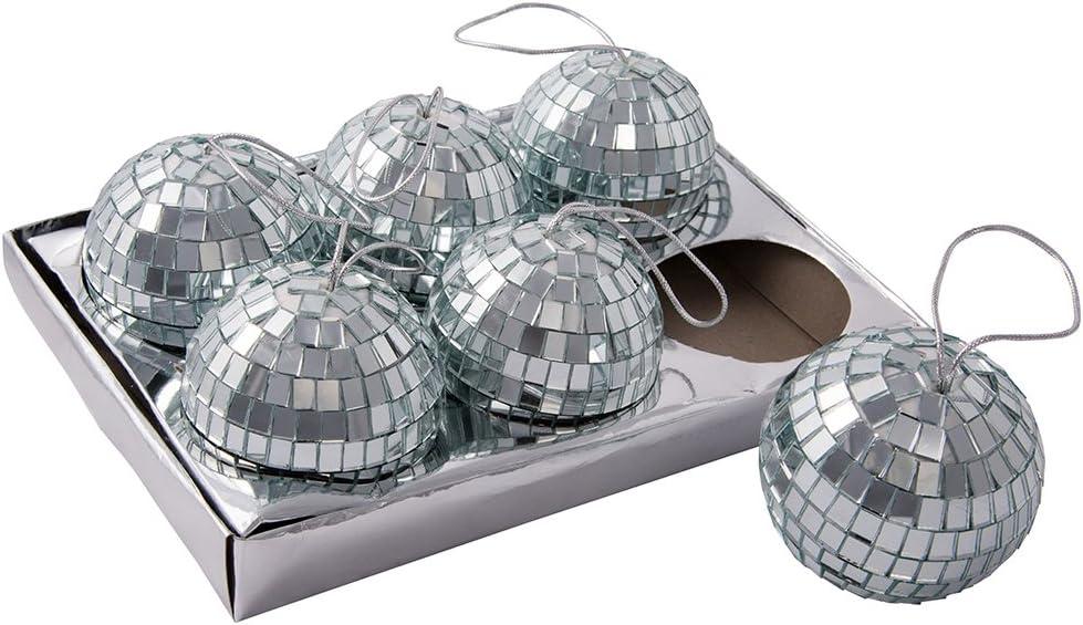 Kurt Adler 2 7/8'' Glass Mirror Ball Ornaments, 6 Piece Set,Christmas