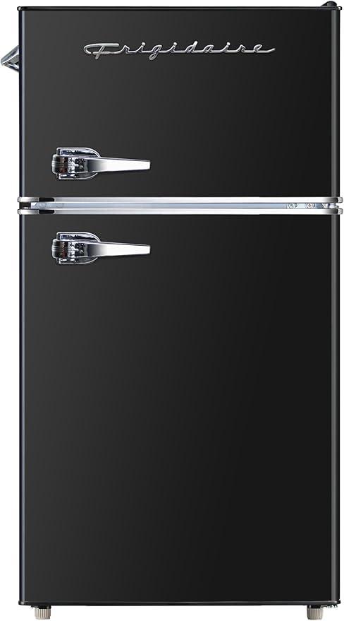 Frigidaire Retro Mini Fridge with Freezer & Side Bottle Opener-Small 2 Door Refrigerator for Office Bar or College Dorm Room-3.2 Cu Ft – 19”"D x 20.5" W x 33.5" H (ONYX)