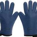 KITCHEN PERFECTION XL Silicone Smoker Oven Gloves-Extreme Heat Resistant BBQ Gloves-Handle Hot Food Right on Your Grill Fryer&Pit|Waterproof Grilling Cooking Baking Mitts|Superior Value Set+3 Bonuses (Navy)