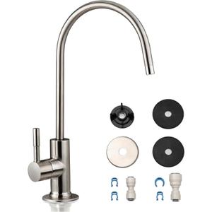 iSpring GA1-BN Drinking Water RO Faucet for Kitchen Sink, Heavy-Duty Lead-Free Reverse Osmosis Faucet for RO Water Filtration System, Non-Air Gap 100% Stainless Steel RO Faucet, Brushed Nickel Finish