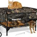 Weatherproof Heated Cat House for Outdoor in Winter, Heated Cat Bed Kitty Shelter with Cat Heating Pad, Insulated & Safe Escape Door, Warm House for Outside Stray Cat(Leaf Color, 17.7"x25.5"x17.9")