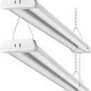4FT Linkable LED Shop Light for Garages, 42W 4800LM 5000K Daylight Led Shop Lights, Ceiling Light with Pull Chain (ON/Off), Linear Worklight Fixture with Plug, 2 Pack