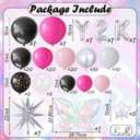 Y2K 2000S Party Decorations, 135Pcs Hot Pink Black Hip Hop Balloons Arch Garland Kit with Explosion Star Butterfly Foil Balloons for Back to the Early 2000s Pink Birthday Room Decor