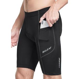 baleaf Men's Padded Bike Shorts Cycling Road Biking Riding Bicycle Cycle Wear Pockets UPF 50+ MTB Accessories Tights (Medium, Classic-black/Grey)