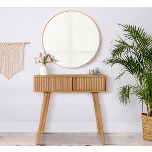 Console Table, Small Console Tables for Entryway, 31" Vanity Desk Fluted Entrance Table, Brown Entry Table Narrow Console Table Modern Hallway Table Modern Sofa Table for Living Room