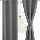 Hiasan Blackout Curtains for Bedroom, 42 x 63 Inches Length - Thermal Insulated & Light Blocking Window Curtains for Living Room, 2 Drape Panels Sewn with Tiebacks, Light Grey