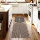 GarveeHome Easy Jute 2x6 Modern Rainbow Runner Rug for Hallway Kitchen Bedroom Non Slip Indoor Outdoor Runner Door Mat for Laundry Porch (Black&nature Rainbow)