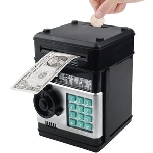 Piggy Bank Electronic Mini ATM for Kids Baby Toy, Safe Coin Banks Money Saving Box Password Code Lock for Children,Boys Girls Best Gift (Black)