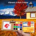 Mini Watercolor Paint Set, Travel Watercolor Paint kit with 24 Colors, Refillable Brush & Sketchbook, Ideal Watercolor Palette for Travel, Creative Painting Kit for Beginners and Artists(15 Gird)